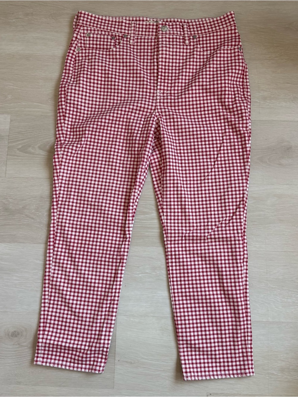 Madewell Red and White Gingham Perfect Vintage Jeans size 32